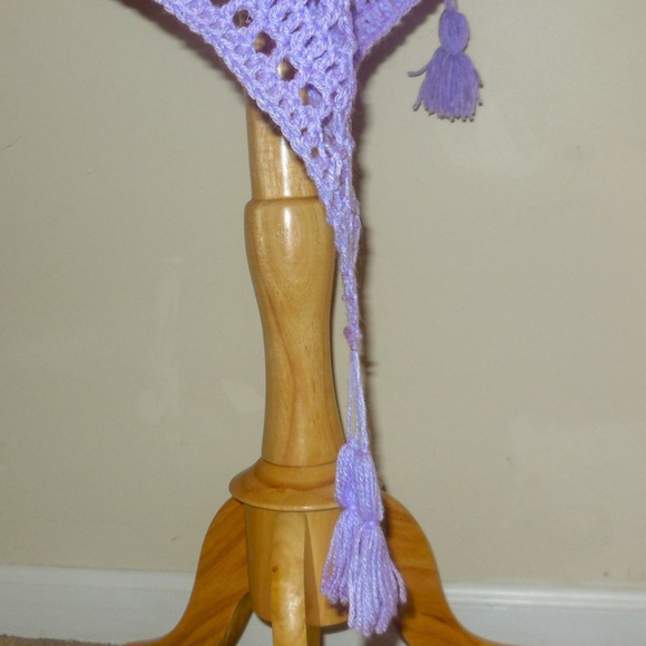 Poncho Crochet Lavender Tussled Exclusive Handmade - Picture 6 of 7
